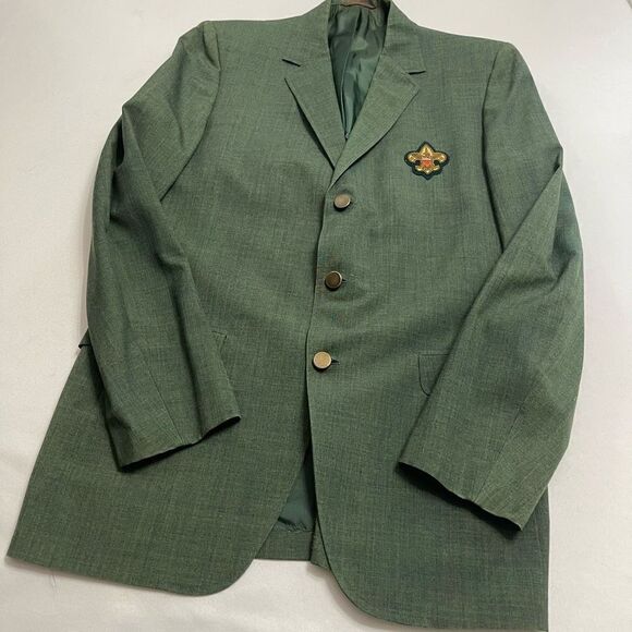 Boy Scout Hart Schaffner & Marx Green Blazer Bullion Boy Scouts VTG Size 37L - Picture 1 of 10